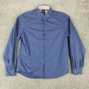 Denim & Flower Shirt Large L Mens Blue Slim Fit Long Sleeve Collared Button Up